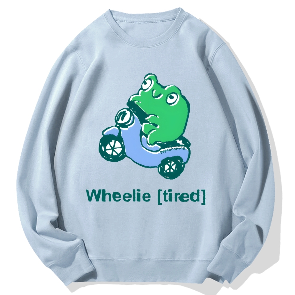Wheelie (Tired) scooter frog Cotton Sweatshirt