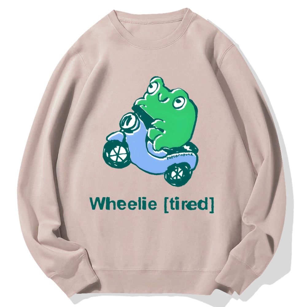 Wheelie (Tired) scooter frog Cotton Sweatshirt