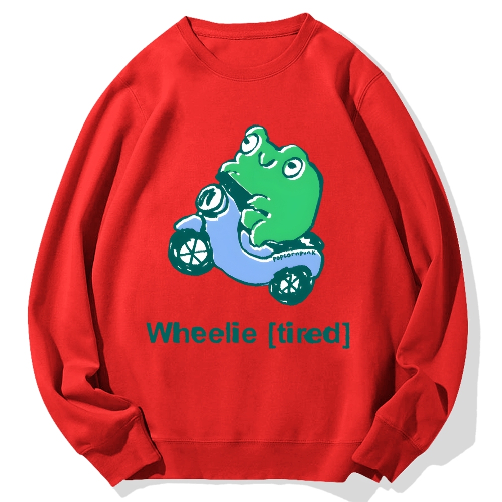 Wheelie (Tired) scooter frog Cotton Sweatshirt