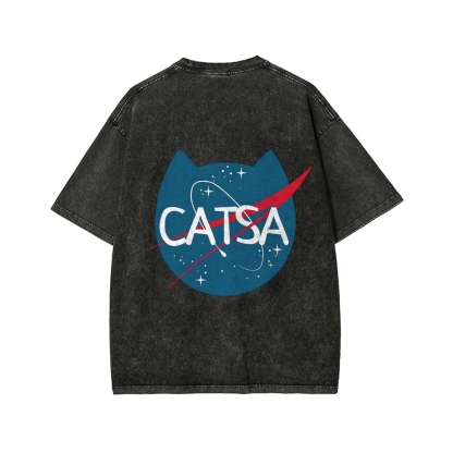 Front And Back Printing Washed T-shirt