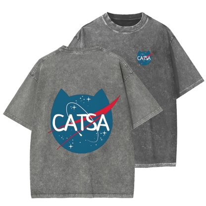 Front And Back Printing Washed T-shirt