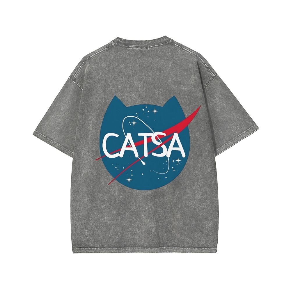 Front And Back Printing Washed T-shirt