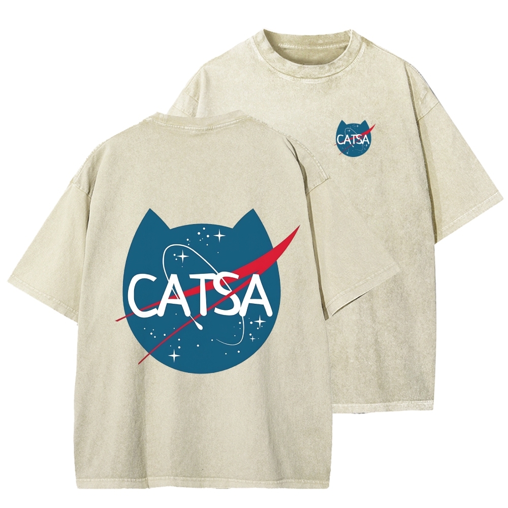 Front And Back Printing Washed T-shirt