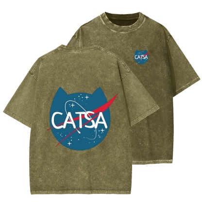 Front And Back Printing Washed T-shirt