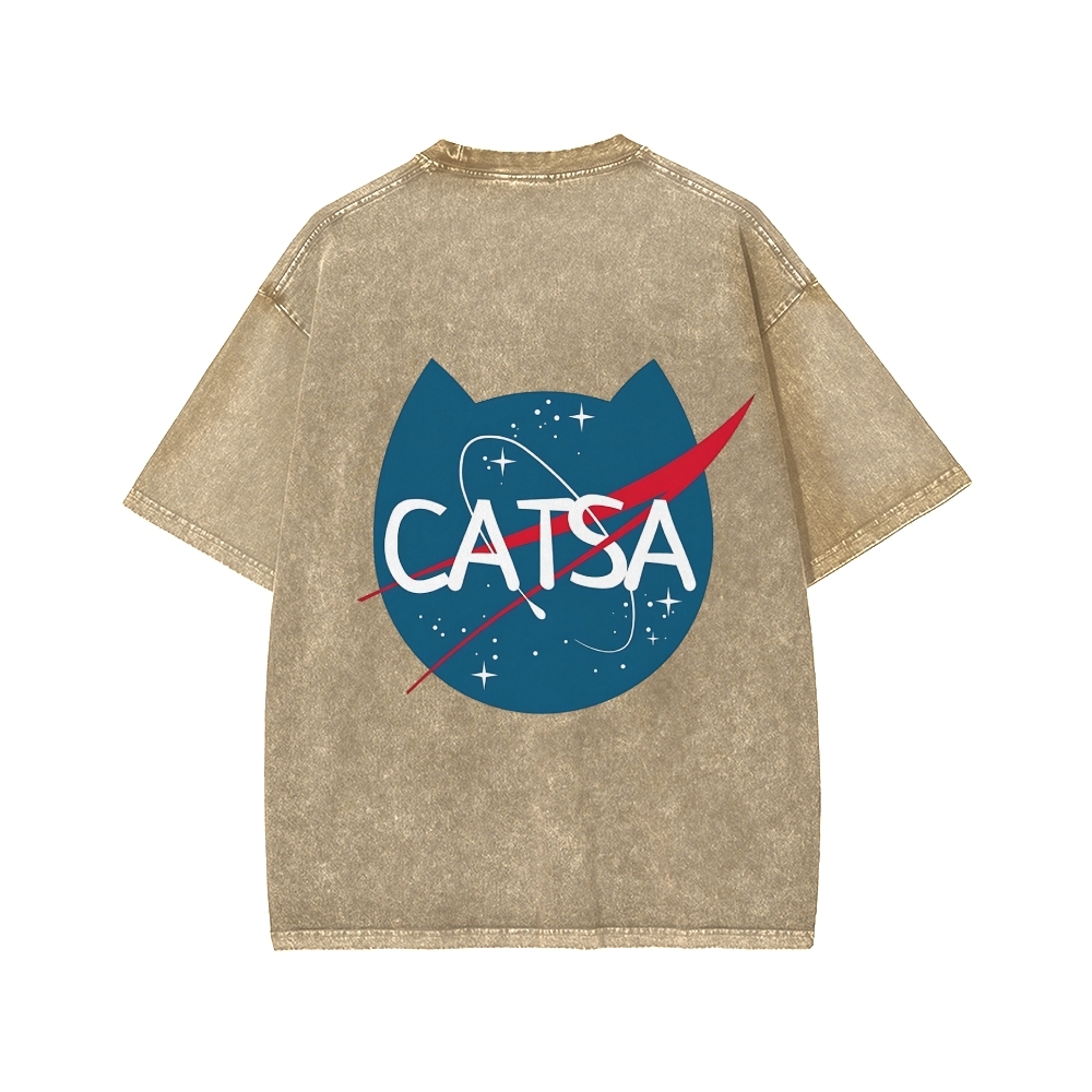 Front And Back Printing Washed T-shirt