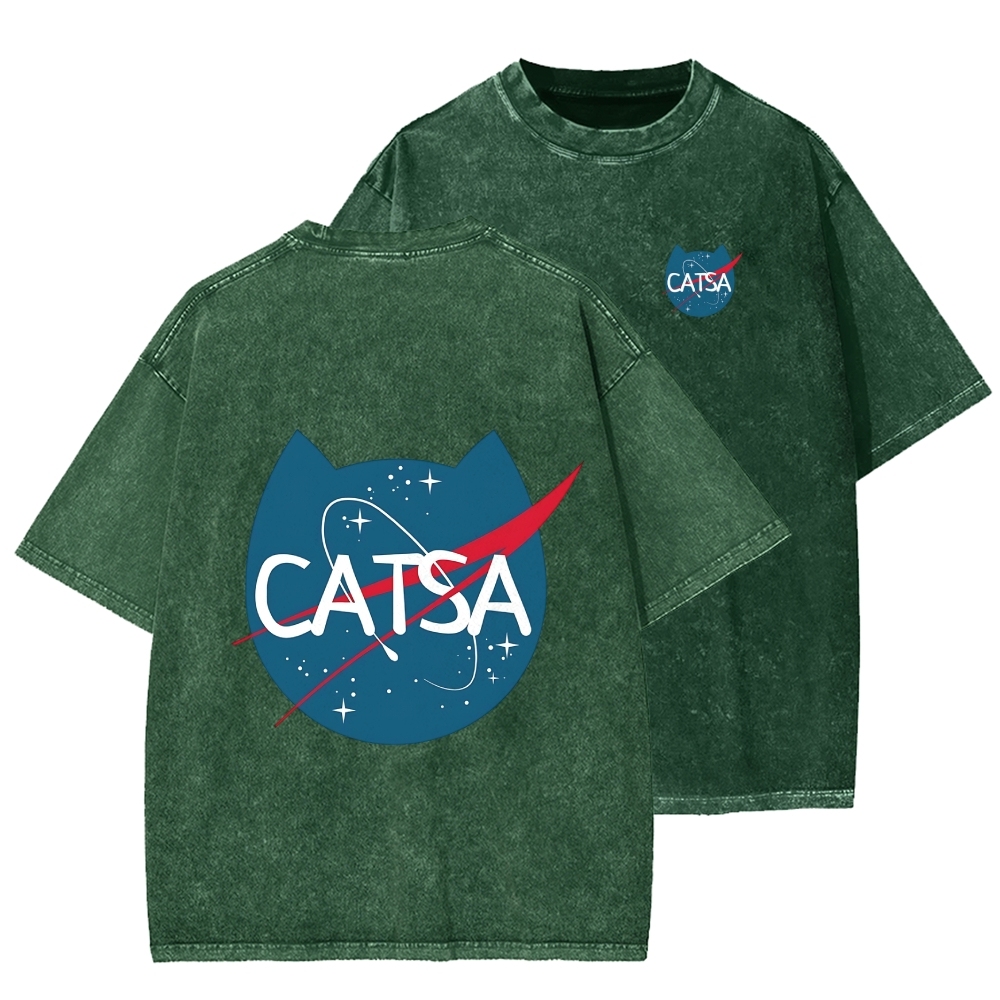 Front And Back Printing Washed T-shirt