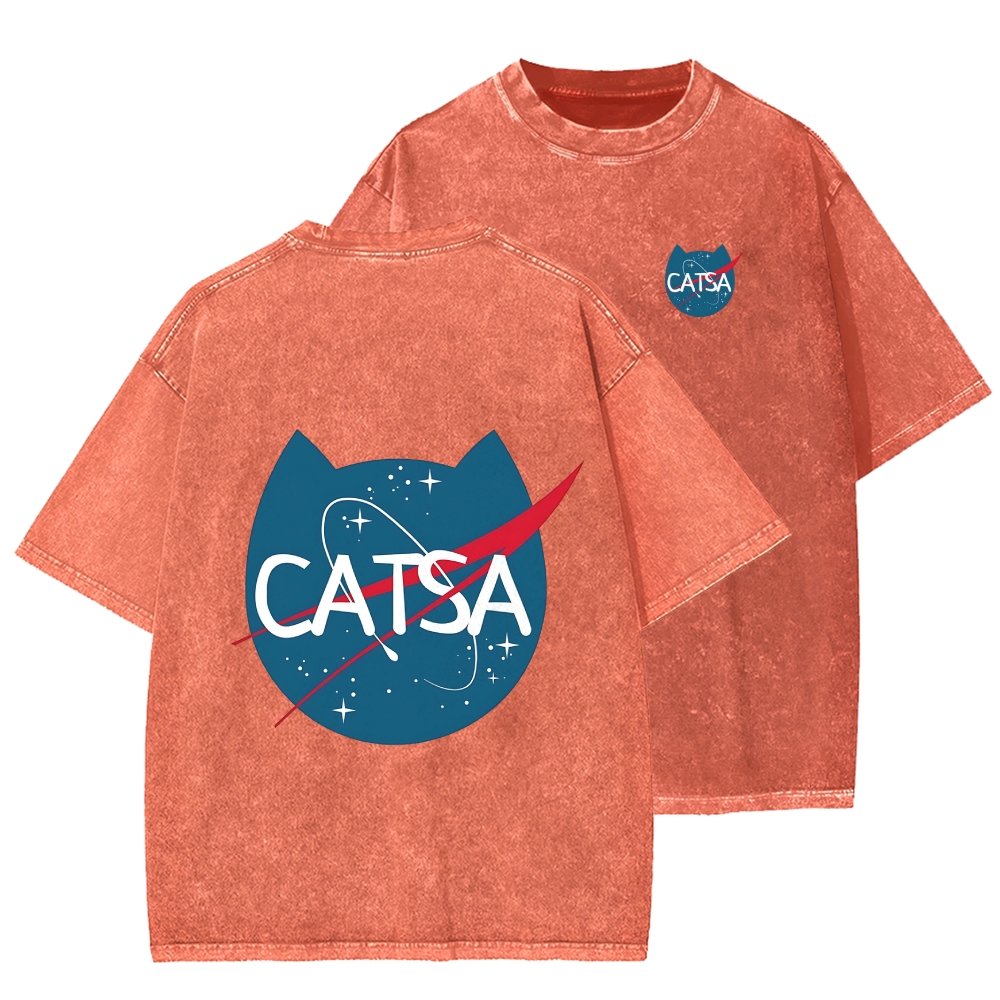 Front And Back Printing Washed T-shirt