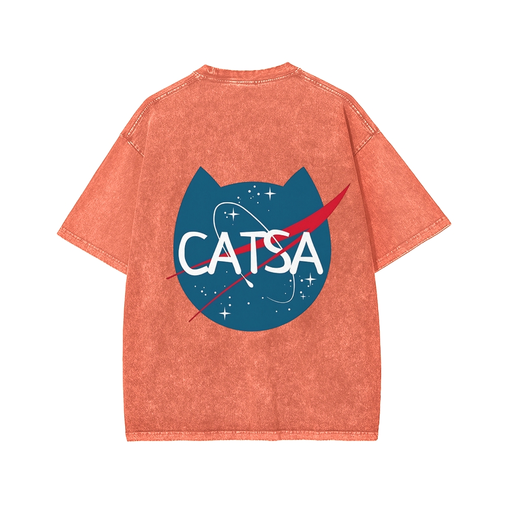 Front And Back Printing Washed T-shirt