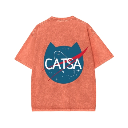 Front And Back Printing Washed T-shirt