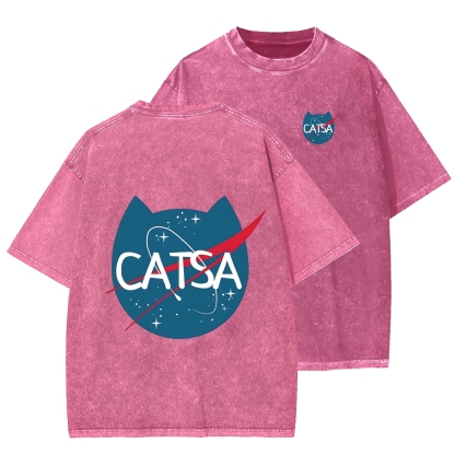 Front And Back Printing Washed T-shirt