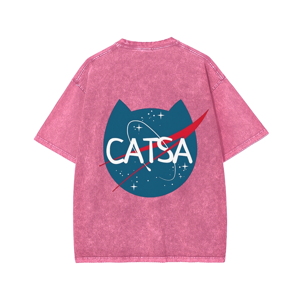 Front And Back Printing Washed T-shirt