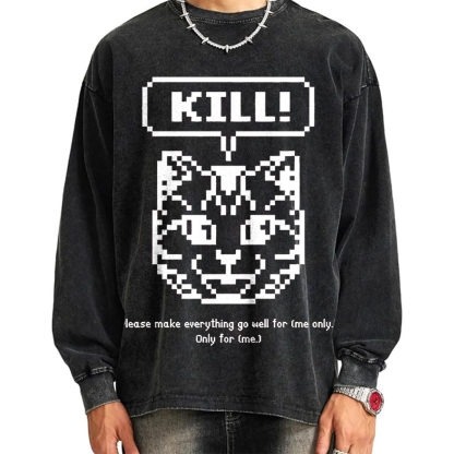 Killer Cat Prayer Vintage Washed Sweatshirts