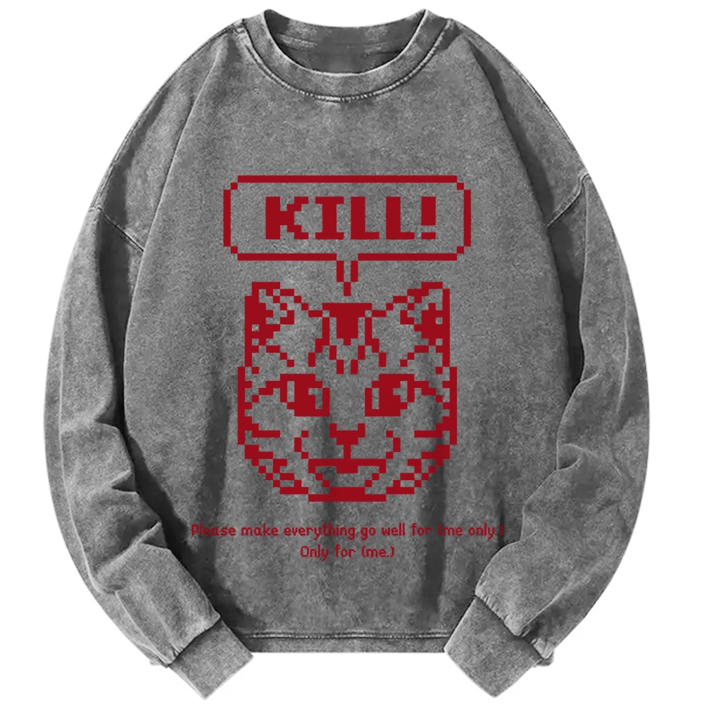 Killer Cat Prayer Vintage Washed Sweatshirts