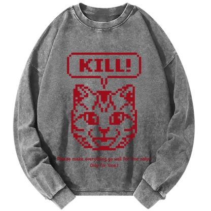 Killer Cat Prayer Vintage Washed Sweatshirts
