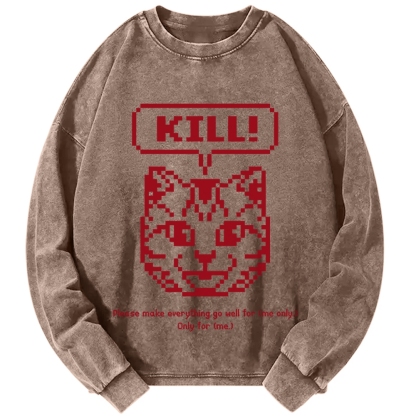 Killer Cat Prayer Vintage Washed Sweatshirts