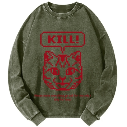 Killer Cat Prayer Vintage Washed Sweatshirts