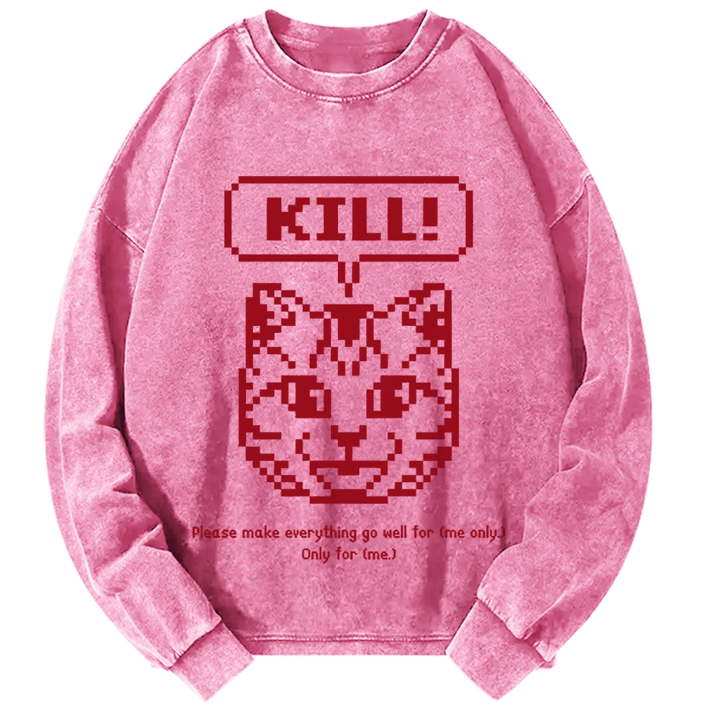 Killer Cat Prayer Vintage Washed Sweatshirts