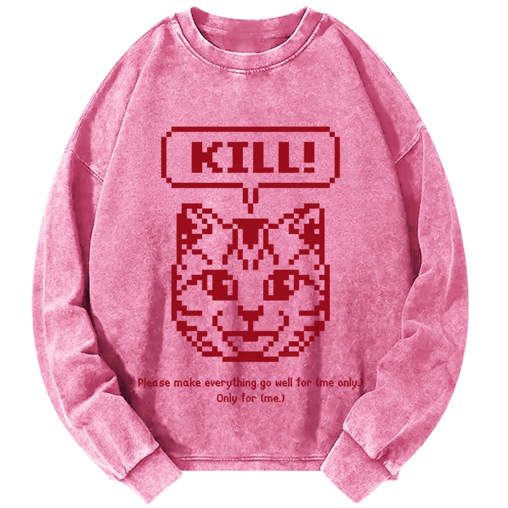 Killer Cat Prayer Vintage Washed Sweatshirts