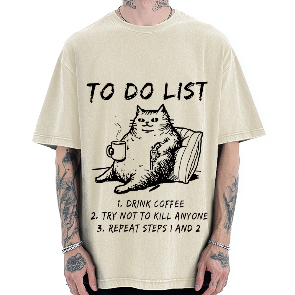 Cat's To-Do List Washed Vintage Washed T-shirt