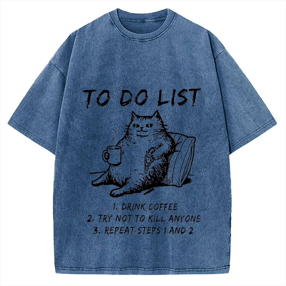 Cat's To-Do List Washed Vintage Washed T-shirt