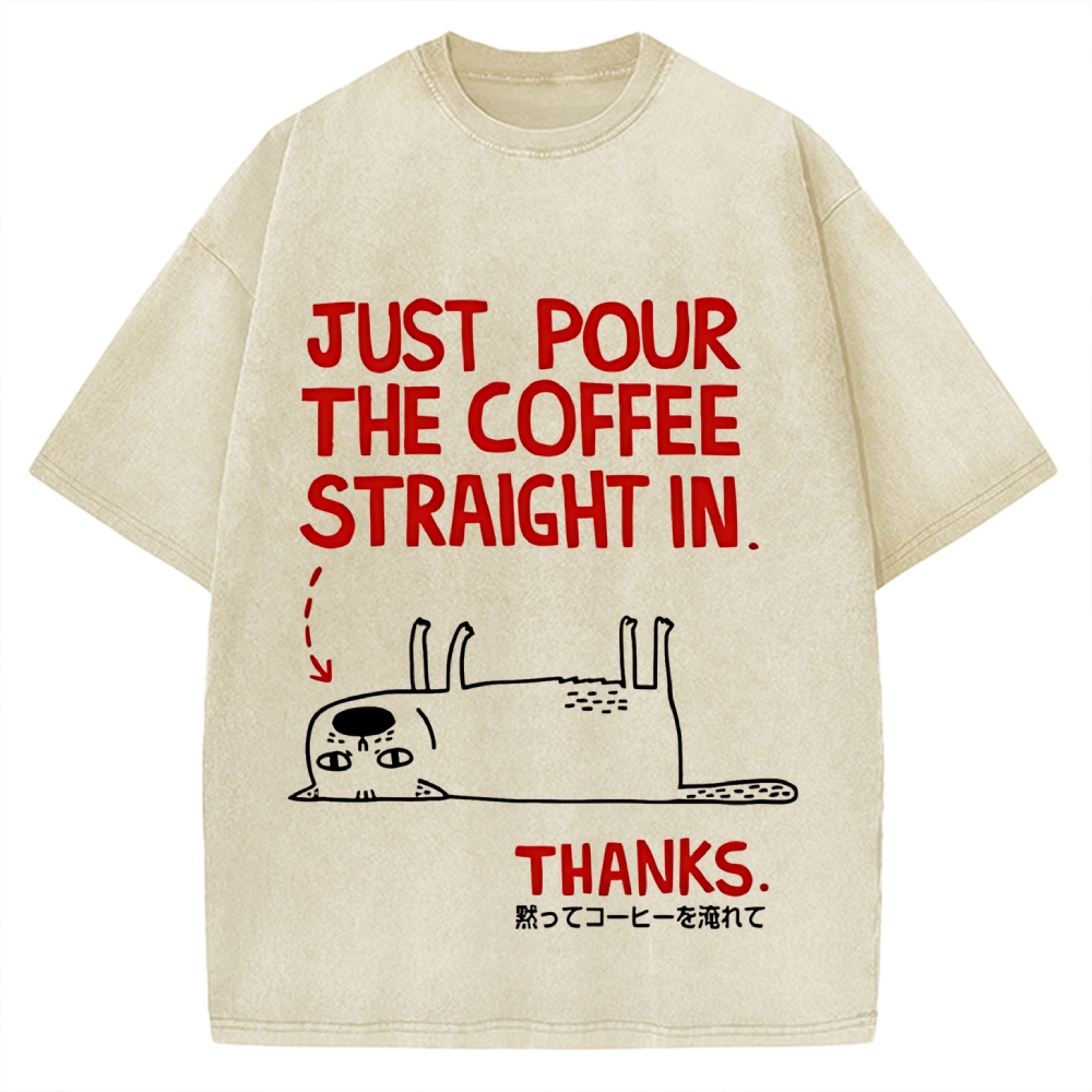 Pour the Coffee Cat Vintage Washed T-shirt