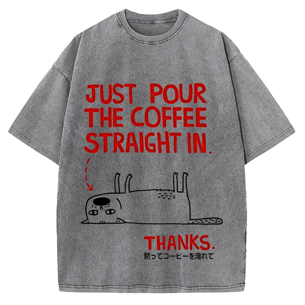Pour the Coffee Cat Vintage Washed T-shirt