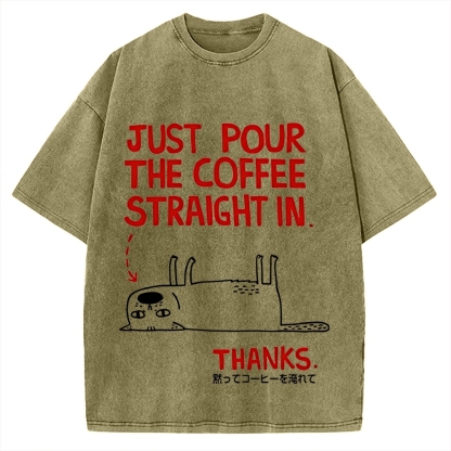 Pour the Coffee Cat Vintage Washed T-shirt