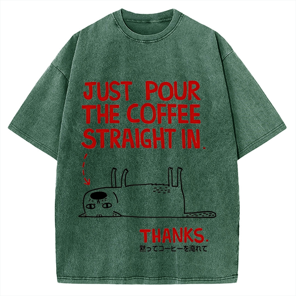 Pour the Coffee Cat Vintage Washed T-shirt