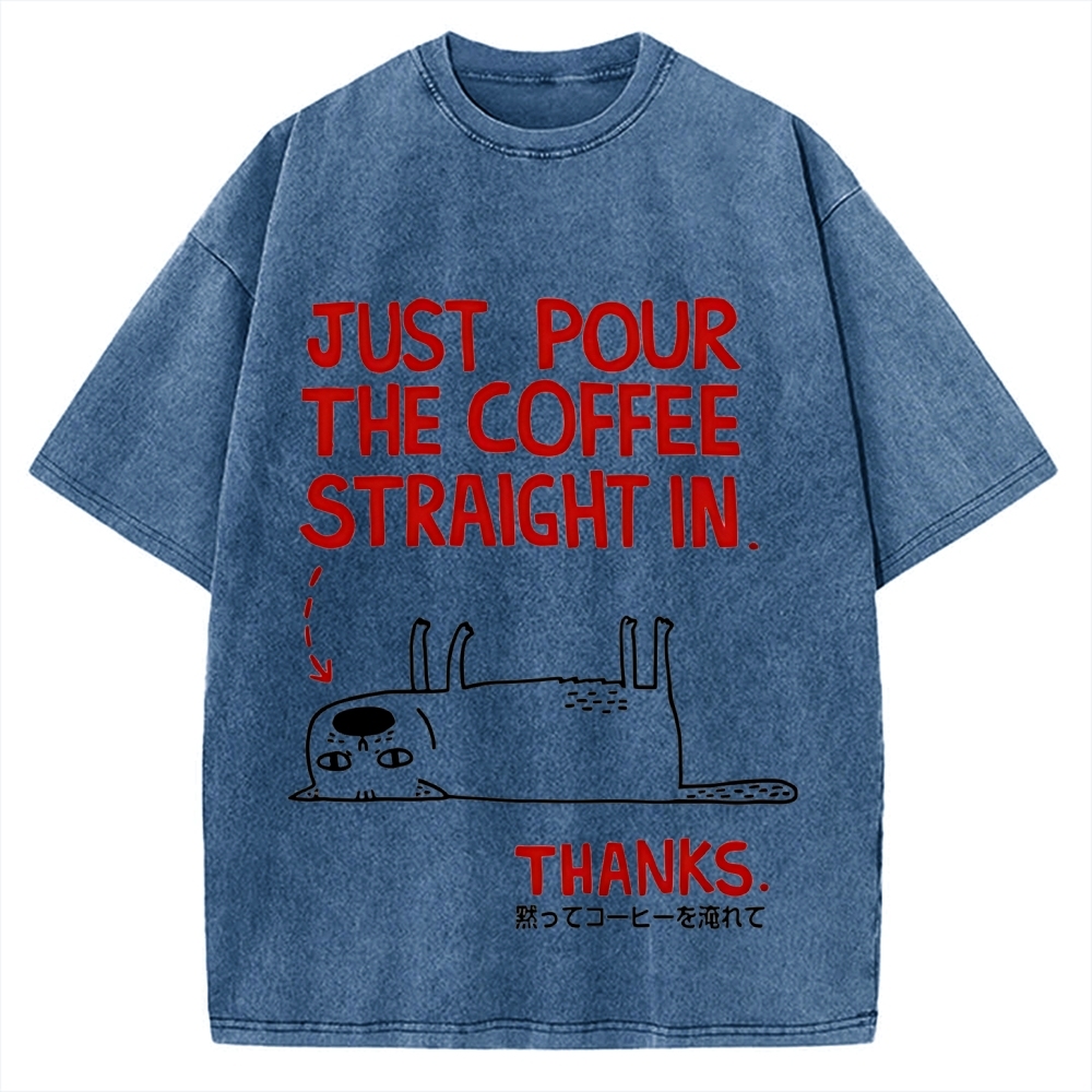Pour the Coffee Cat Vintage Washed T-shirt