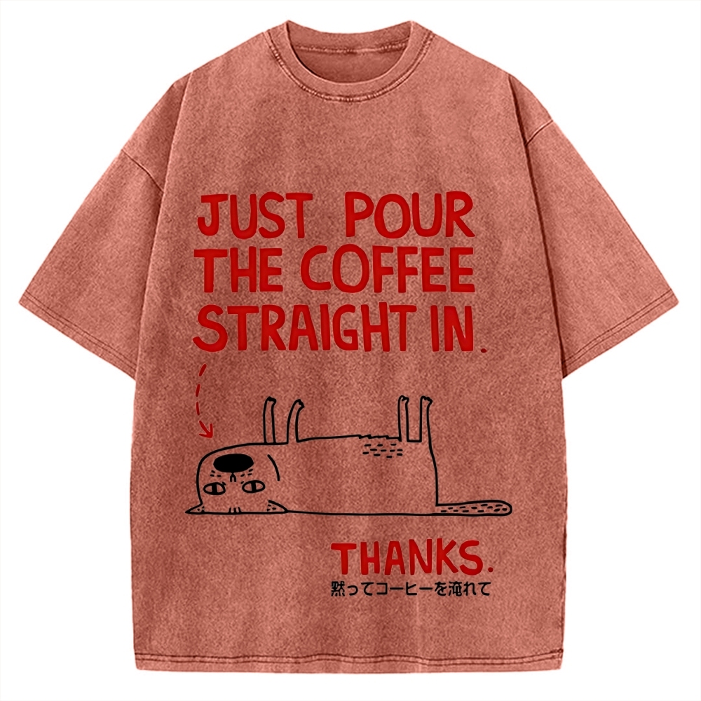 Pour the Coffee Cat Vintage Washed T-shirt