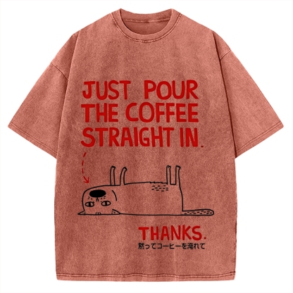 Pour the Coffee Cat Vintage Washed T-shirt
