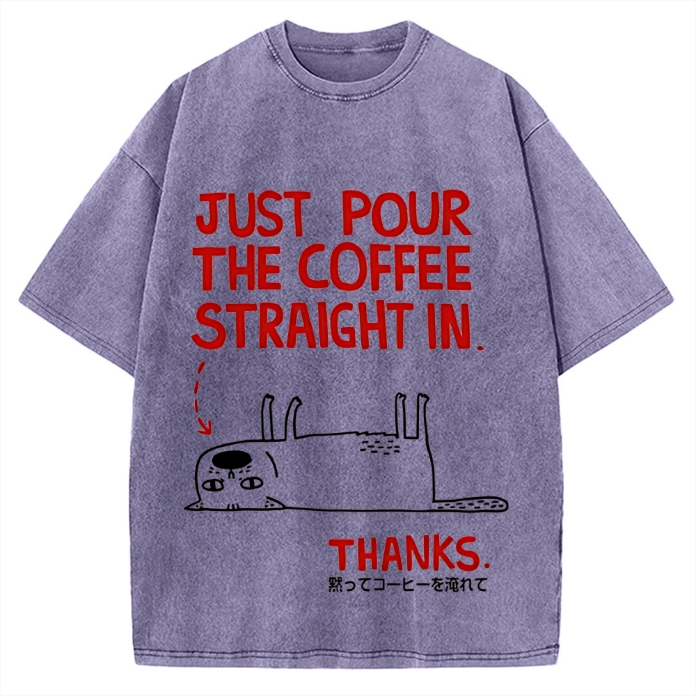 Pour the Coffee Cat Vintage Washed T-shirt