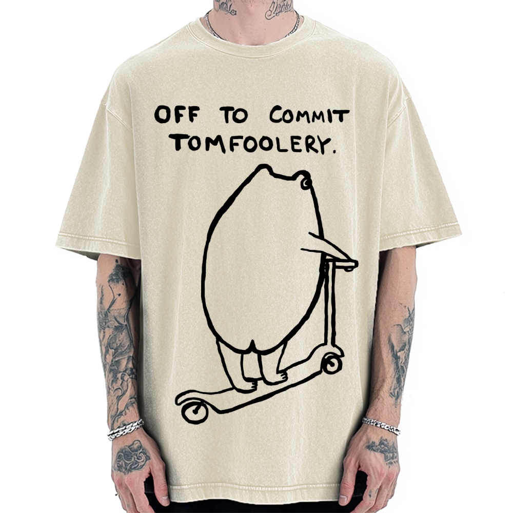 Off To Commit Tomfoolery Frog Loves Vintage Washed T-shirt