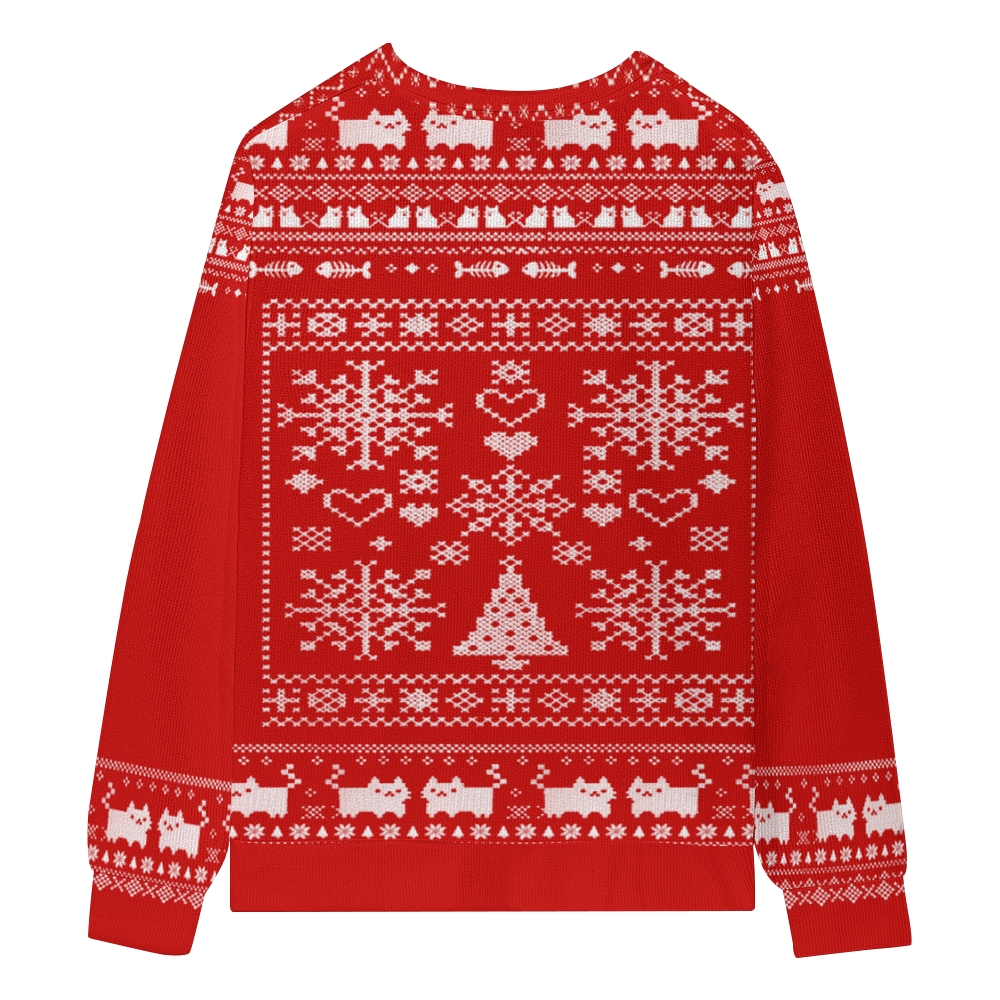 Cat Eating Ramen Christmas Ugly Sweatshirt