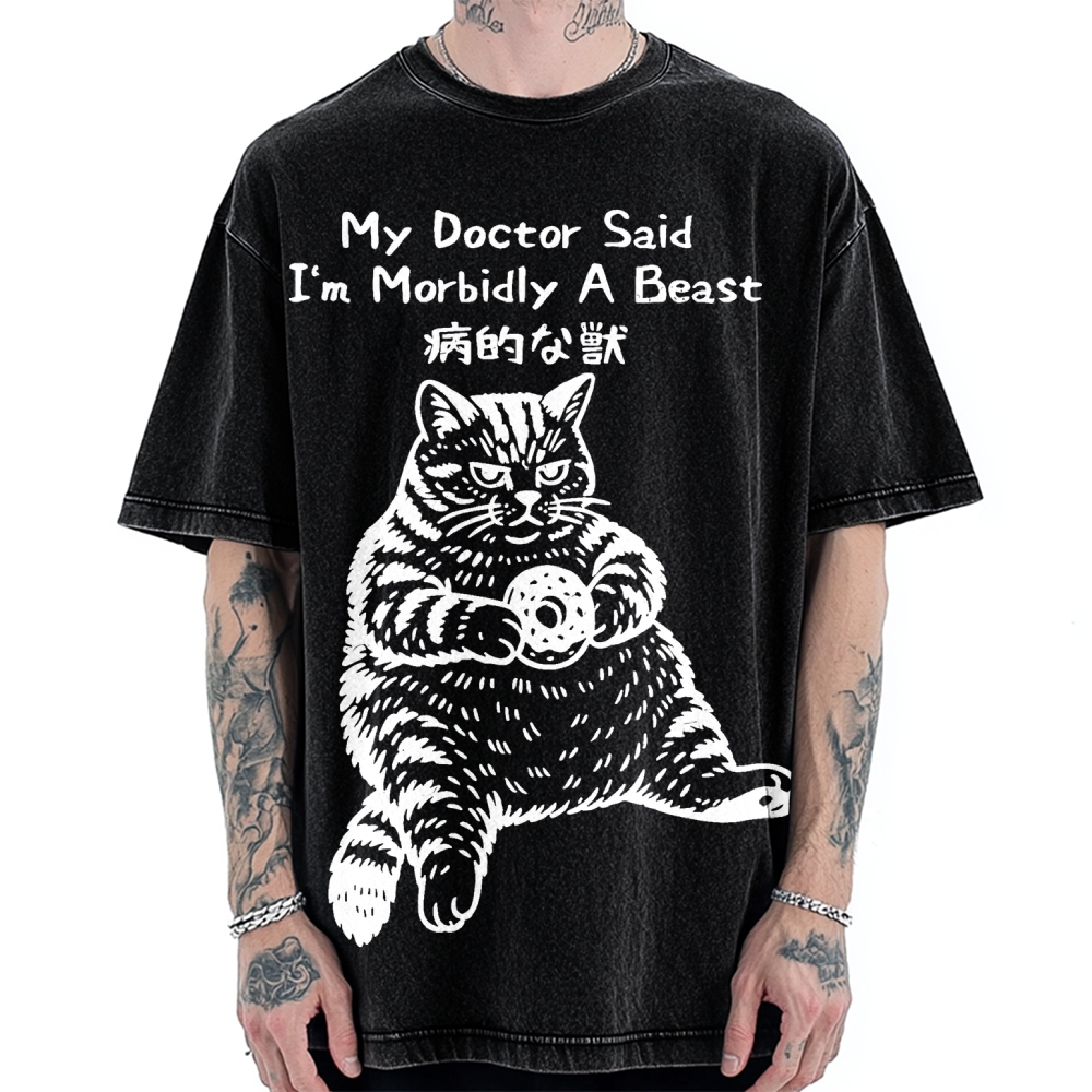 Lazy Fat Cat Vintage Washed T-shirt