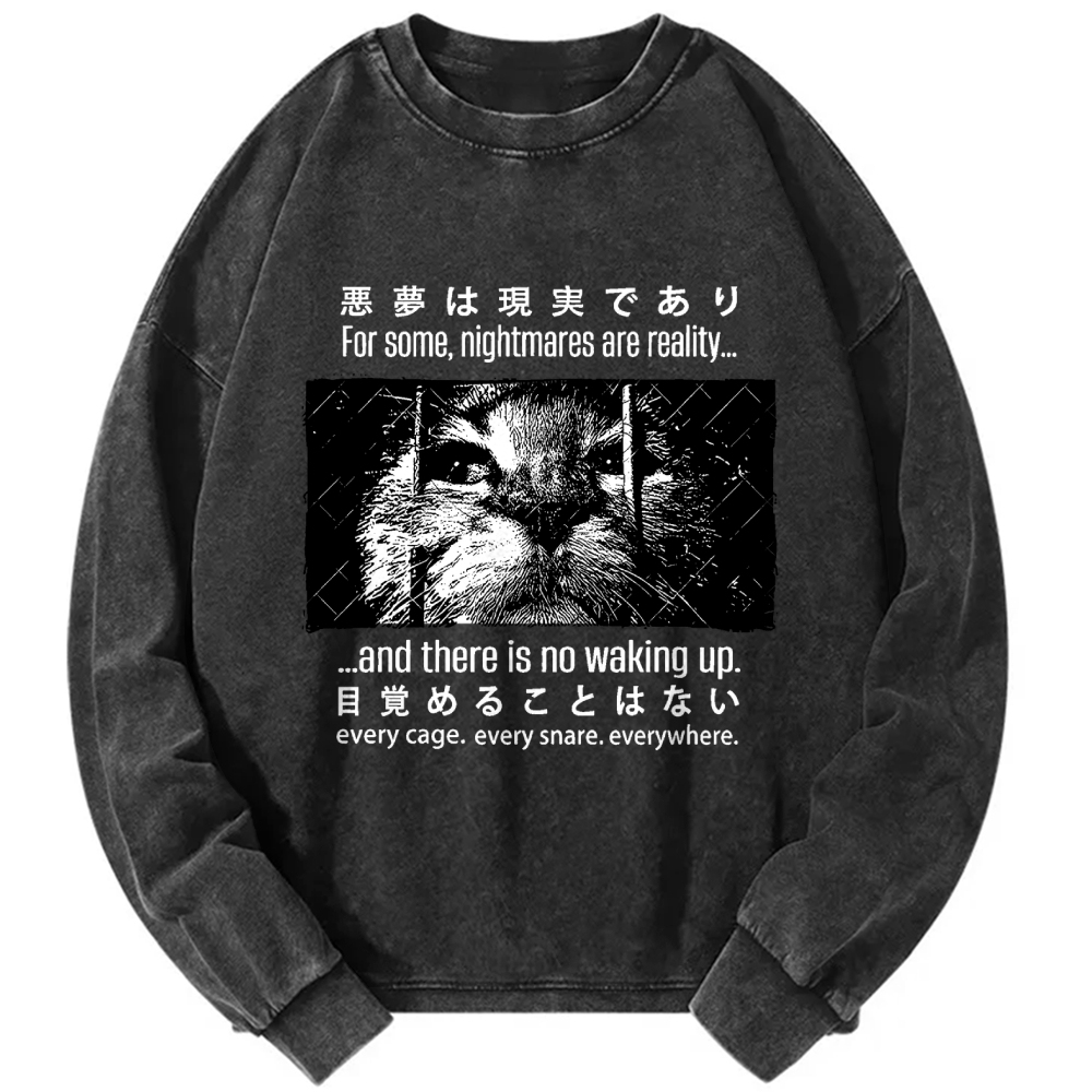 Nightmare Cat Vintage Washed Sweatshirts