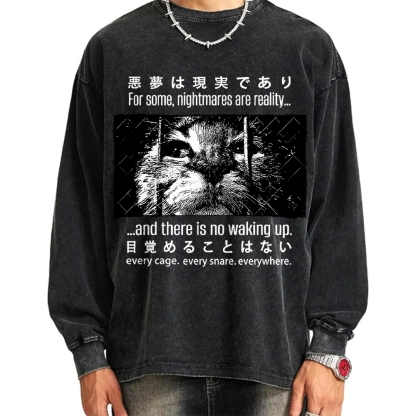 Nightmare Cat Vintage Washed Sweatshirts