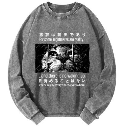 Nightmare Cat Vintage Washed Sweatshirts