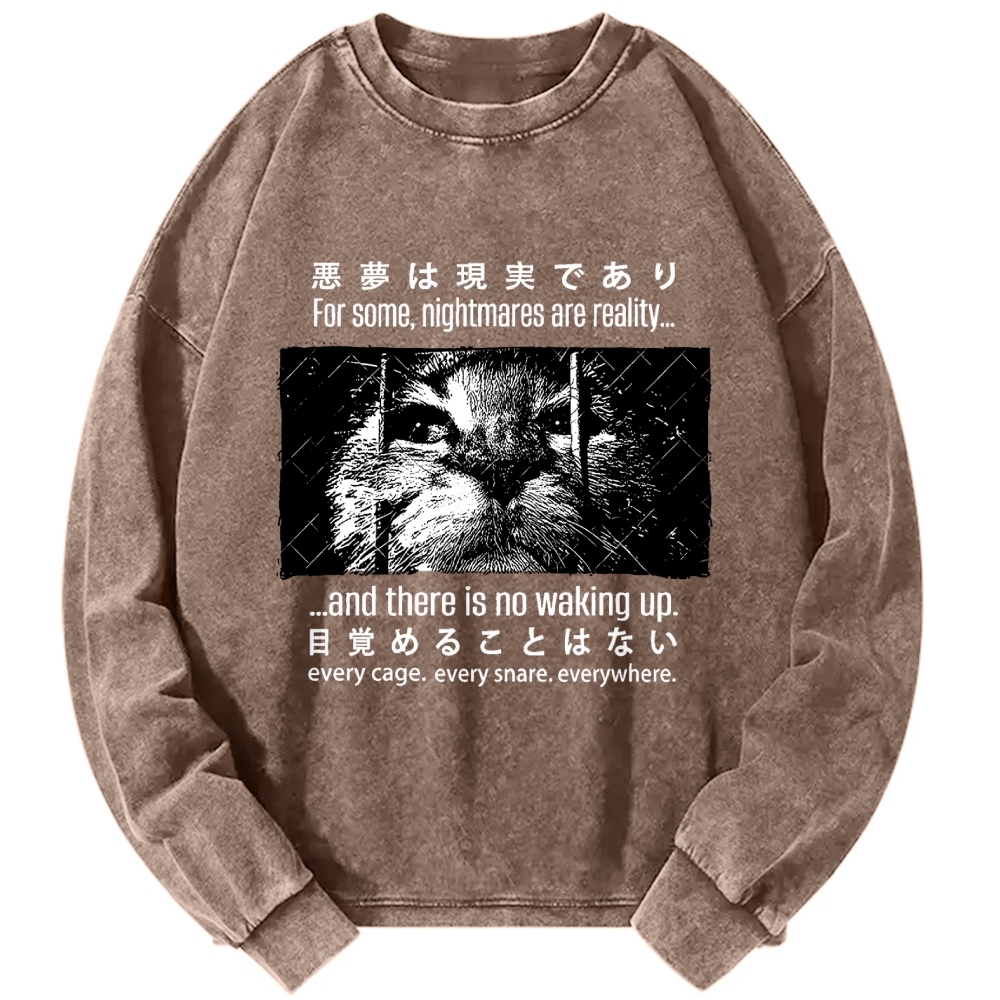 Nightmare Cat Vintage Washed Sweatshirts