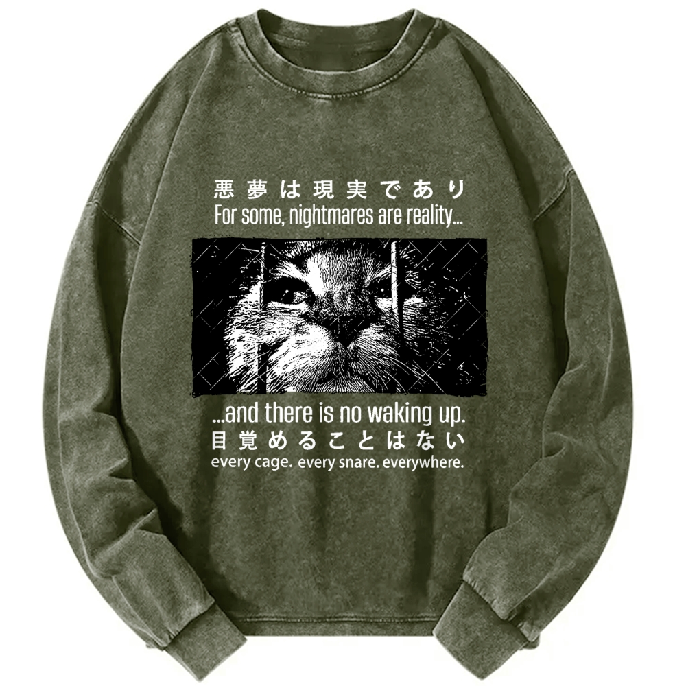 Nightmare Cat Vintage Washed Sweatshirts