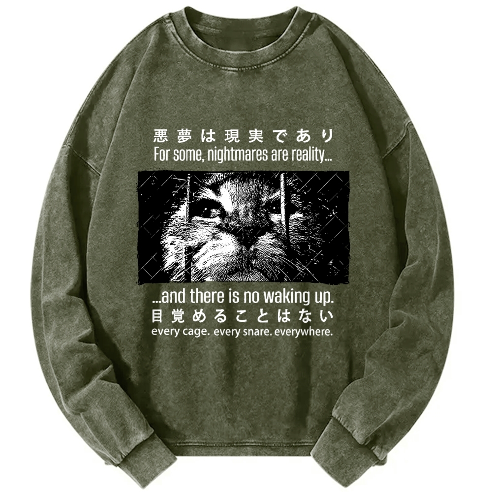 Nightmare Cat Vintage Washed Sweatshirts