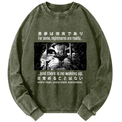 Nightmare Cat Vintage Washed Sweatshirts
