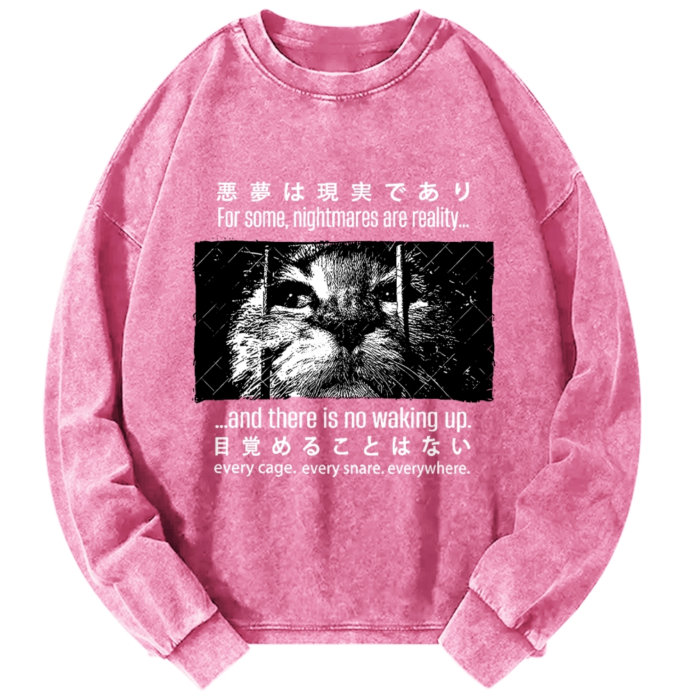 Nightmare Cat Vintage Washed Sweatshirts