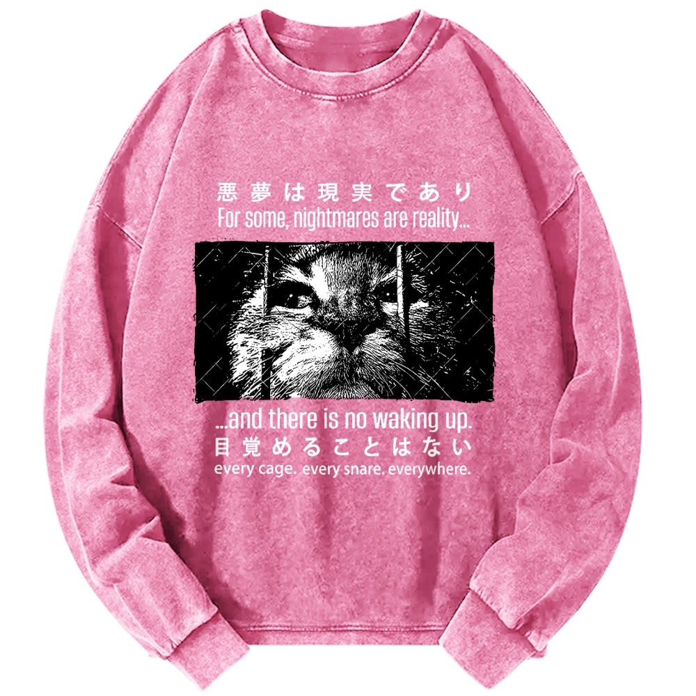 Nightmare Cat Vintage Washed Sweatshirts