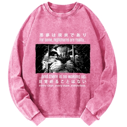 Nightmare Cat Vintage Washed Sweatshirts