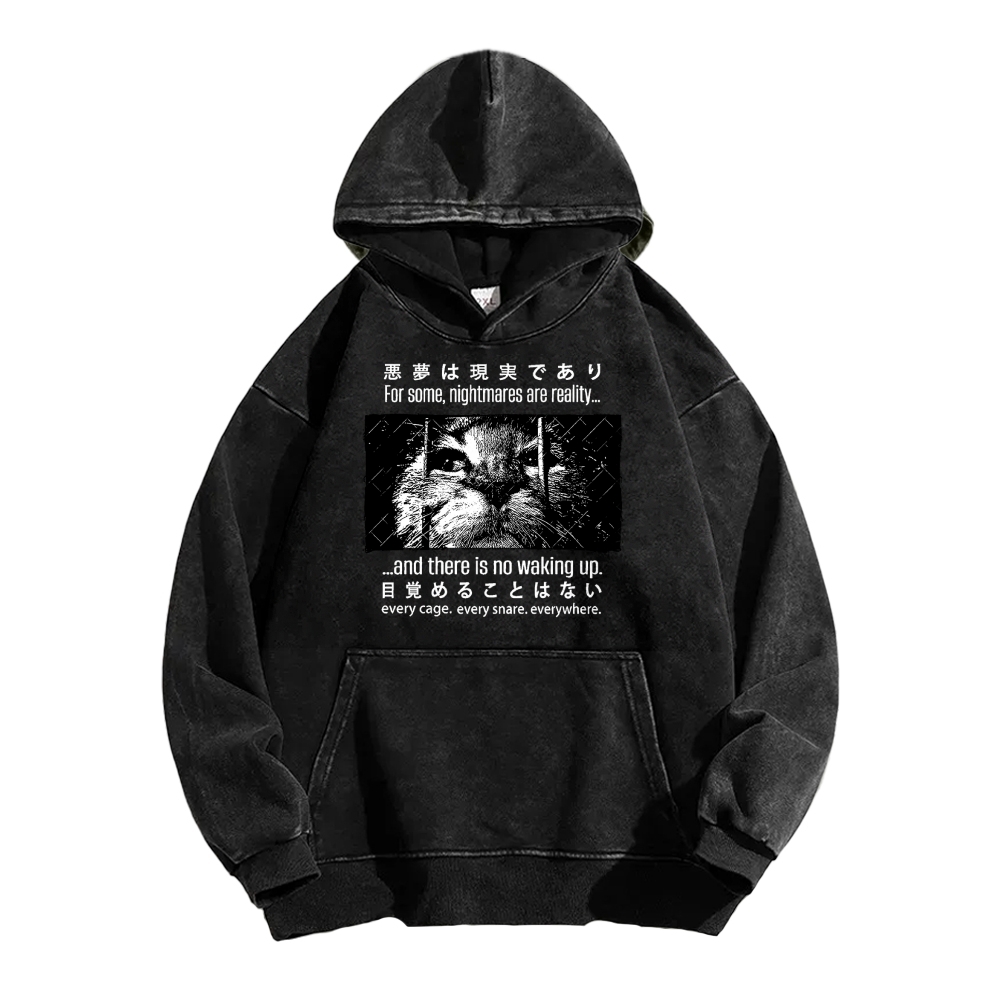 Nightmare Cat Vintage Washed Hoodie