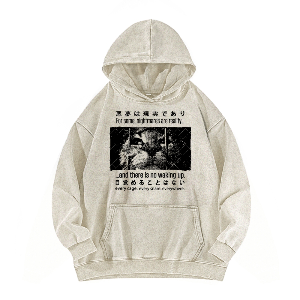 Nightmare Cat Vintage Washed Hoodie