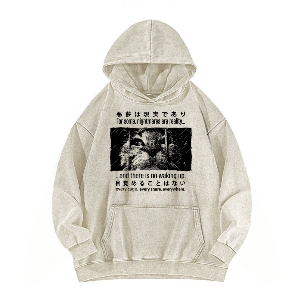 Nightmare Cat Vintage Washed Hoodie