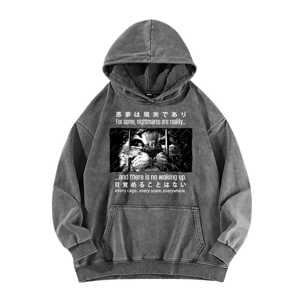 Nightmare Cat Vintage Washed Hoodie