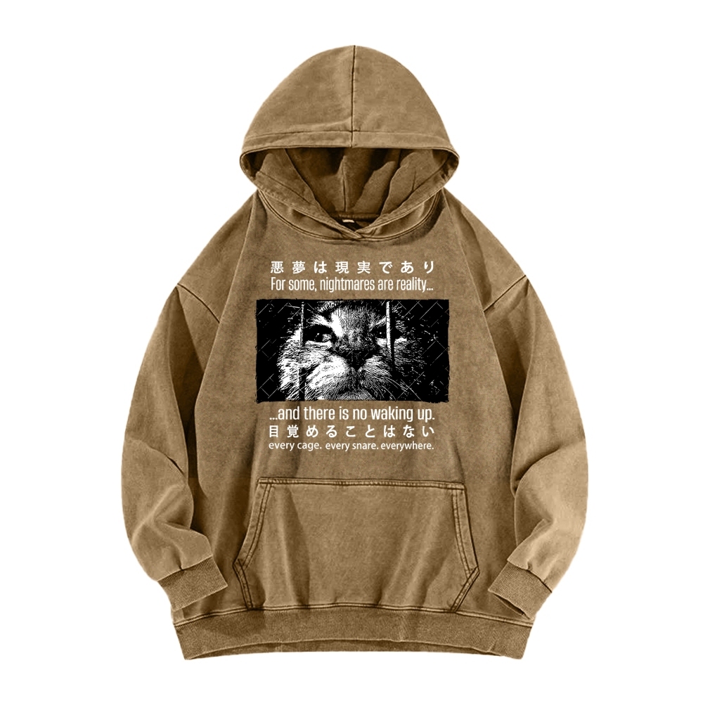 Nightmare Cat Vintage Washed Hoodie